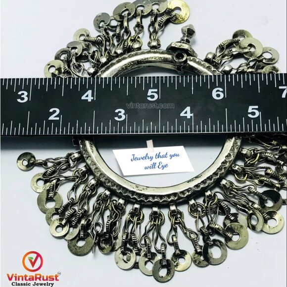 Single Vintage Kuchi Bangle Bracelet: Afghan Tribal Jewelry with Tassels - Picture 11 of 13